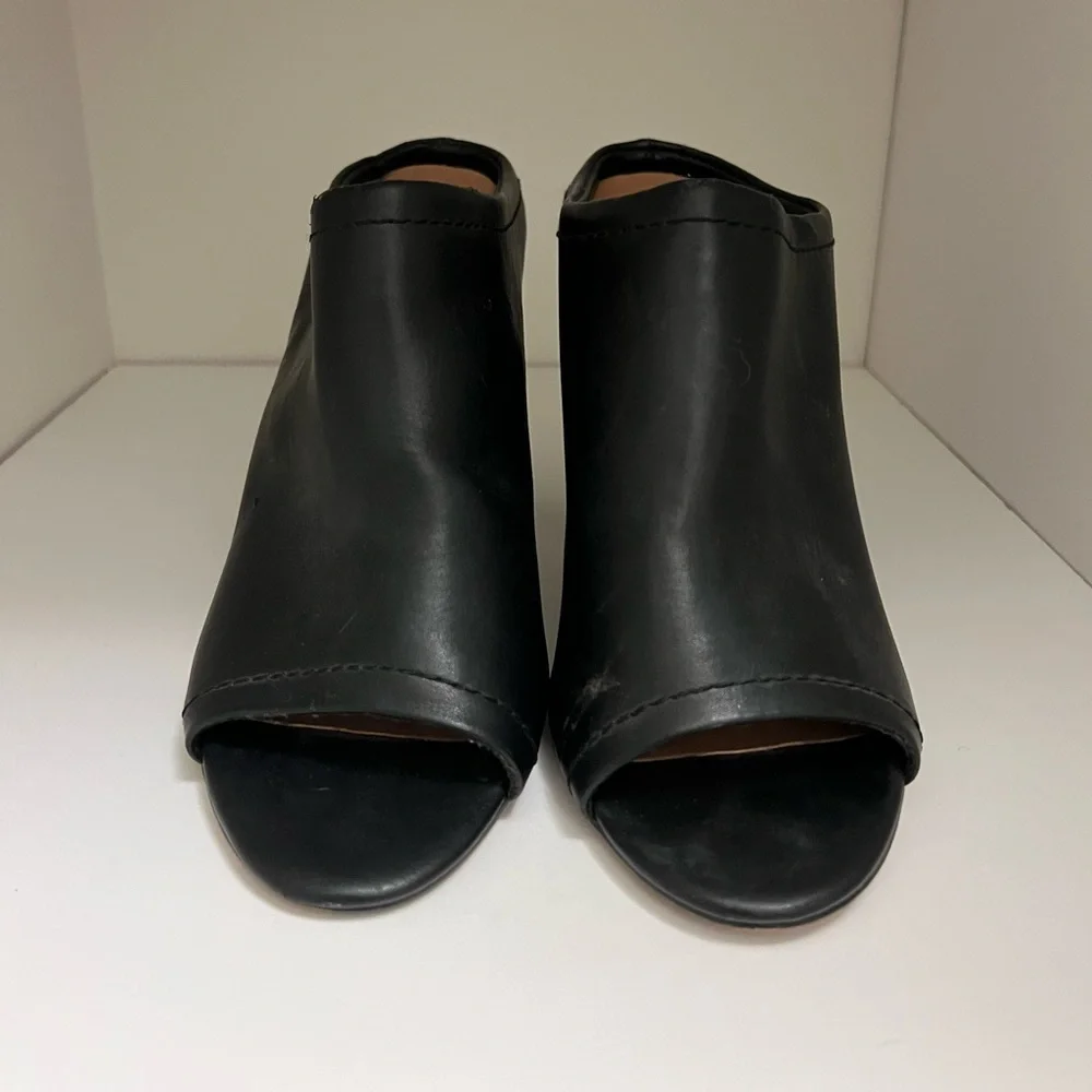 Black high heel open toe mules - Picture 4 of 7